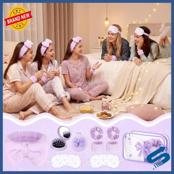 8-Set Spa Party Kit with Hairbrush, Eye Mask, Headband, Wristband, Scrunchie, main image 4